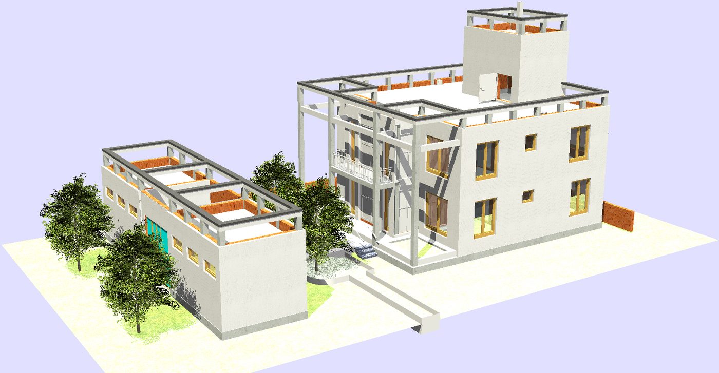 Visualisierung der Villa in Afghanistan mit Dachterrassen